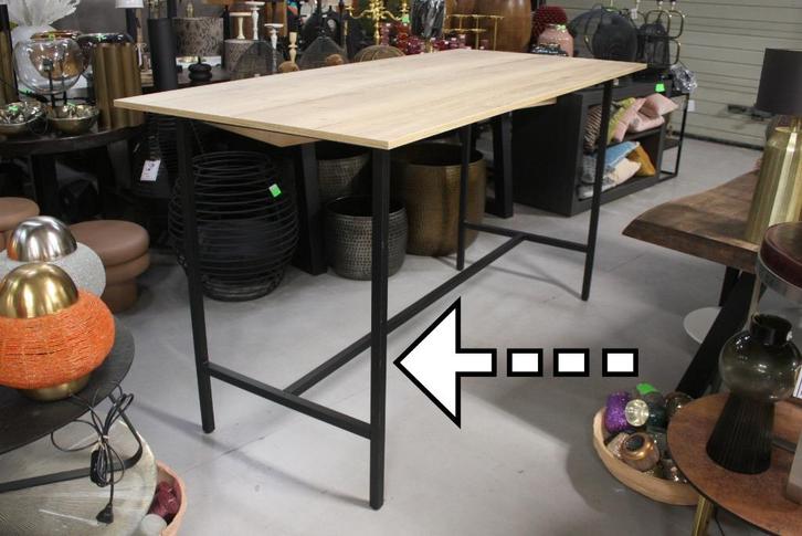 Grote bartafel metaal & melamine houtlook 200 x 90 cm., Huis en Inrichting, Barkrukken, Zo goed als nieuw, 60 tot 90 cm, Metaal