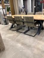 eettafel 261 x 100 cm met 6 stoelen, Ophalen, Eikenhout, 200 cm of meer, 50 tot 100 cm