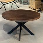Tafel japandi stijl rond 130cm bruin mango op voorraad!!, Ophalen, Nieuw, Vijf personen of meer, 100 tot 150 cm