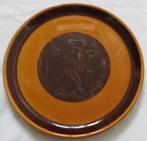 Vintage bord oker bruin Sarreguemines. Retro ontbijtbordje, Huis en Inrichting, Keuken | Servies, Gebruikt, Ophalen of Verzenden