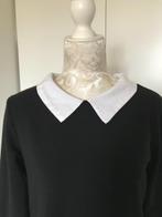 Zwart Shirt met Witte Kraag, Ophalen of Verzenden, Zo goed als nieuw, Maat 38/40 (M), Zwart