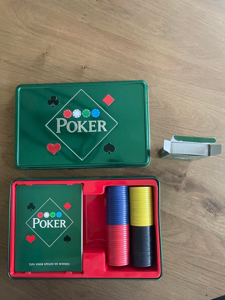 Nieuw Pokerset in metalen doos, Drie of vier spelers, Ophalen of Verzenden, Zo goed als nieuw, Reisspel