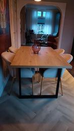 Mooie houten eettafel met metalen onderstel, Huis en Inrichting, Tafels | Eettafels, Ophalen, 100 tot 150 cm, 50 tot 100 cm, Zo goed als nieuw