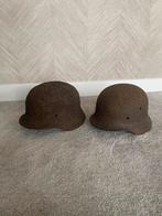 2 Duitse Helmen WOII - Bodemvondst, Ophalen of Verzenden, Overige soorten, Duitsland, Helm of Baret