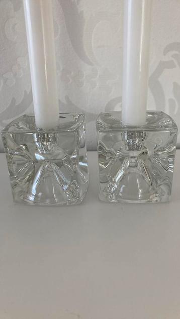 Vintage Sklo kubus glazen set van 2 kandelaars - 7 x 7 beschikbaar voor biedingen