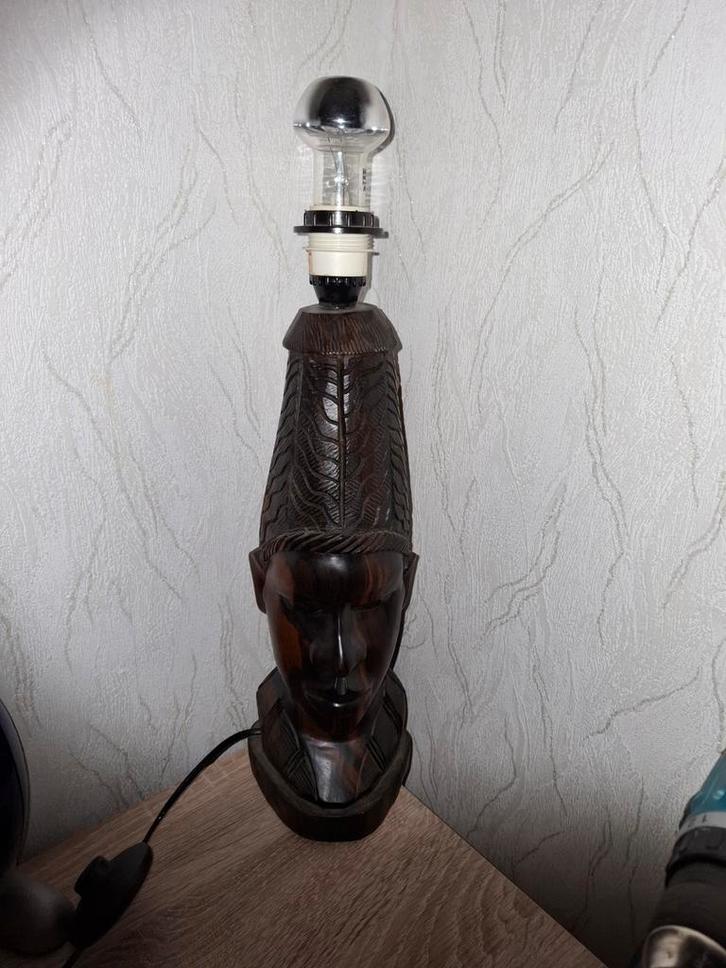 Houten Afrikaanse Beeld Lamp, Antiek en Kunst, Antiek | Lampen, Ophalen