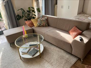 Beige / licht bruine montel hoekbank