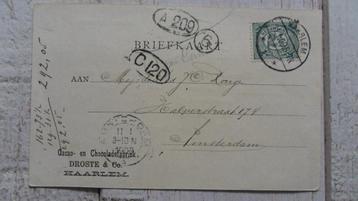 Droste : Briefkaart 1909 met postzegel (creditatie) beschikbaar voor biedingen