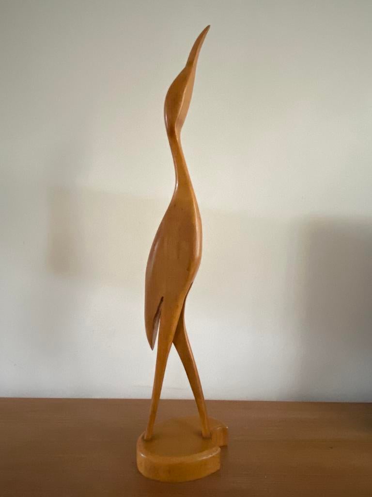 Vintage houten reiger . De Coene Kortrijk . XXL, Antiek en Kunst, Ophalen of Verzenden