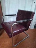 Industrieel stoeltje, leer, chroom, Huis en Inrichting, Fauteuils, Ophalen, Minder dan 75 cm, Leer, Zo goed als nieuw