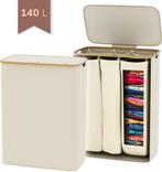 Wasmand 3 Vakken 140L met Deksel-573775cm Beige, Huis en Inrichting, Badkamer | Badtextiel en Accessoires, Ophalen, Nieuw, Beige