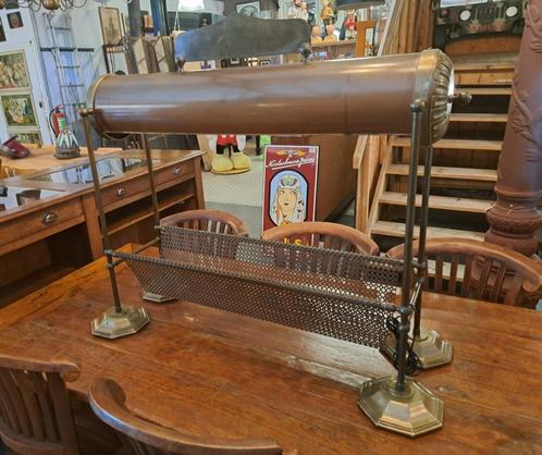 Koperen lectuurbak staand met verlichting voor de stamtafel, Antiek en Kunst, Curiosa en Brocante, Ophalen