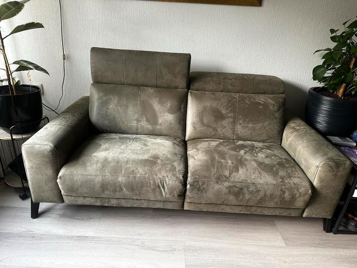 Bankstel 2-zits + relaxstoel als nieuw 2m x 1m kleur groen., Huis en Inrichting, Banken | Bankstellen, Zo goed als nieuw, Rechte bank