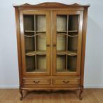 Vintage Queen Ann kast, vitrinekast, buffetkast, boekenkast, 25 tot 50 cm, Gebruikt, Ophalen of Verzenden, 200 cm of meer