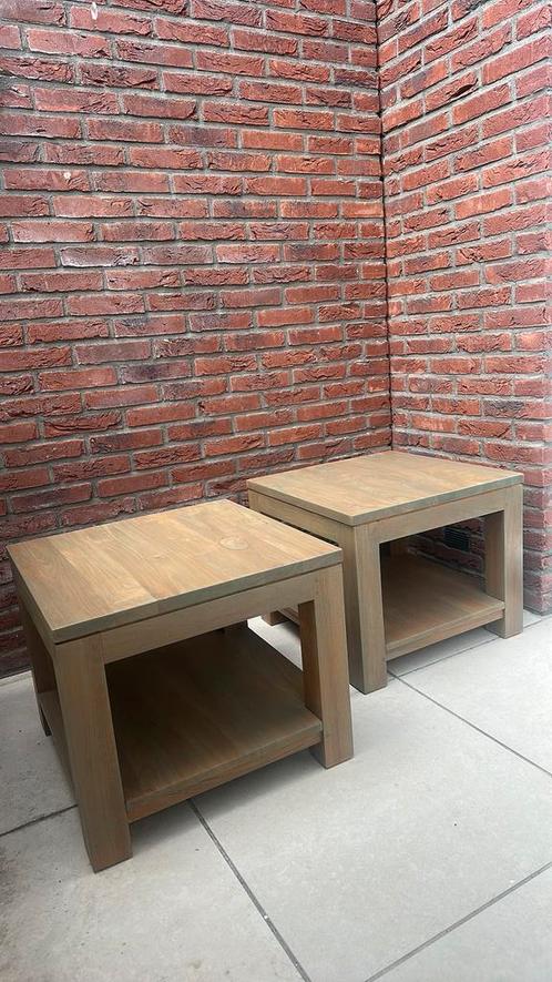 Houten Bijzettafels Vierkant set van 2, Huis en Inrichting, Tafels | Bijzettafels, Zo goed als nieuw, Vierkant, Minder dan 45 cm
