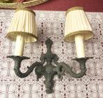2 Arms barok wandlamp antiek kandelaar - lampenkapjes creme, Ophalen of Verzenden, Metaal, Antiek / klassiek