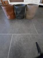 Lederlook bloempotten 3 stuks, Huis en Inrichting, Woonaccessoires | Overige, Ophalen of Verzenden, Zo goed als nieuw