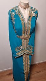 Turquoise Marokkanse jurk met gouden details, Maat 38/40 (M), Blauw, Nieuw, Ophalen of Verzenden