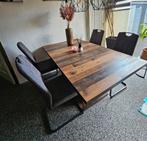 Uitschuifbare Eettafel Van 160cm naar 200cm met 4 stoelen., Huis en Inrichting, Ophalen, Zo goed als nieuw, Vijf personen of meer