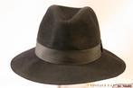 Vintage Gleufhoed Angelo Litrico zwart 55 / 56 = S, Ophalen of Verzenden, 57 cm (M, 7⅛ inch) of minder, Gedragen, Hoed