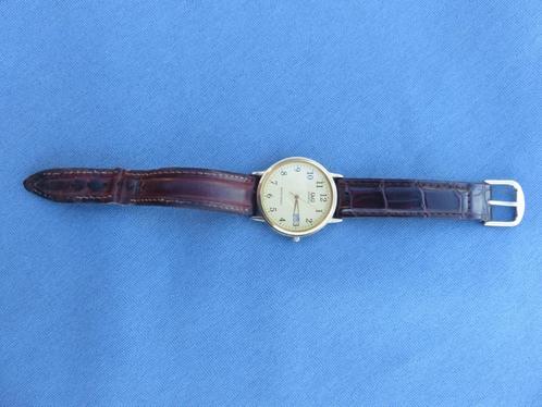 Horloge quartz met leren bandje – 2e de helft 20e eeuw, Antiek en Kunst, Antiek | Klokken, Ophalen of Verzenden