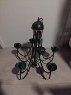 Mooie brocante ijzeren kandelaar hanglamp, Huis en Inrichting, Lampen | Hanglampen, Ophalen of Verzenden, Zo goed als nieuw, Minder dan 50 cm