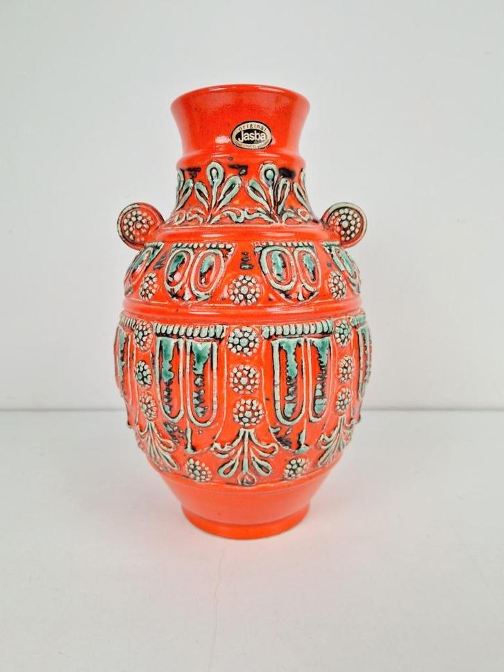Vintage Jasba 1590 vaas West-Germany aardewerk fat lava '70, Huis en Inrichting, Woonaccessoires | Vazen, Zo goed als nieuw, Overige kleuren