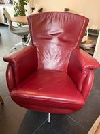 Lounge stoel van donkerrood leer, Ophalen, Gebruikt, Leren lounge stoel, Minder dan 75 cm