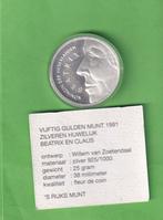 50 Gulden 1991 FDC in muntcapsule met Kaartje in Doosje, Postzegels en Munten, Munten | Nederland, Verzenden, Koningin Beatrix