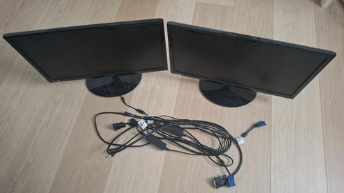 2 monitors: Samsung Syncmaster S22A300B Zwart 22 inch, Computers en Software, Monitoren, Gebruikt, 60 Hz of minder, DVI, VGA, Kantelbaar