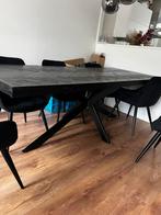 Zwarte visgraat eettafel (240x100) met zwarte matrix poot, Ophalen, Gebruikt, 100 tot 150 cm, Eikenhout