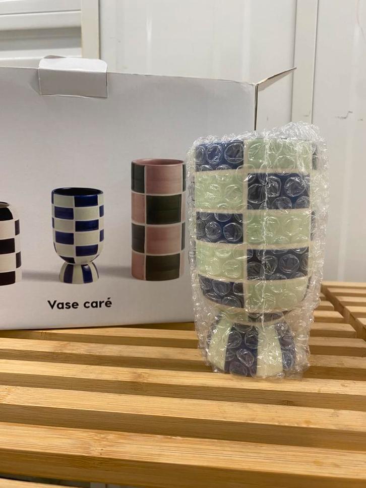 &k amsterdam vazen – Vase Carré set 2st (originele doos), Huis en Inrichting, Woonaccessoires | Vazen, Zo goed als nieuw, Groen