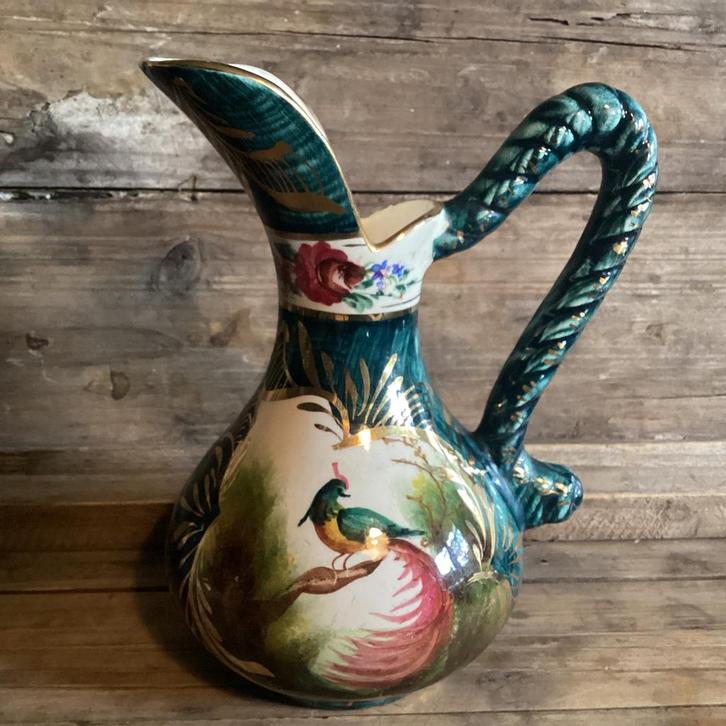 Prachtige vaas H.Bequet, 1958 uit België met pauw,gesigneerd, Antiek en Kunst, Antiek | Keramiek en Aardewerk, Ophalen of Verzenden