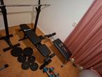 Halterbank drukbank (76kg gewicht) buikspierbank gewichten, Sport en Fitness, Ophalen, Zo goed als nieuw, Fitnessbank