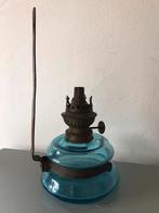 Oud blauw glazen olielamp, Antiek en Kunst, Ophalen of Verzenden