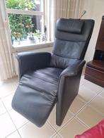 Relax fauteuil Prominent, Ophalen, Minder dan 75 cm, Zwart modern, Leer