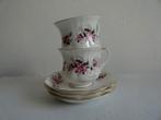 Royal Ascot Society Rose, 2 kopjes, 3 schoteltjes, Ophalen of Verzenden, Zo goed als nieuw, Porselein, Kop en/of schotel