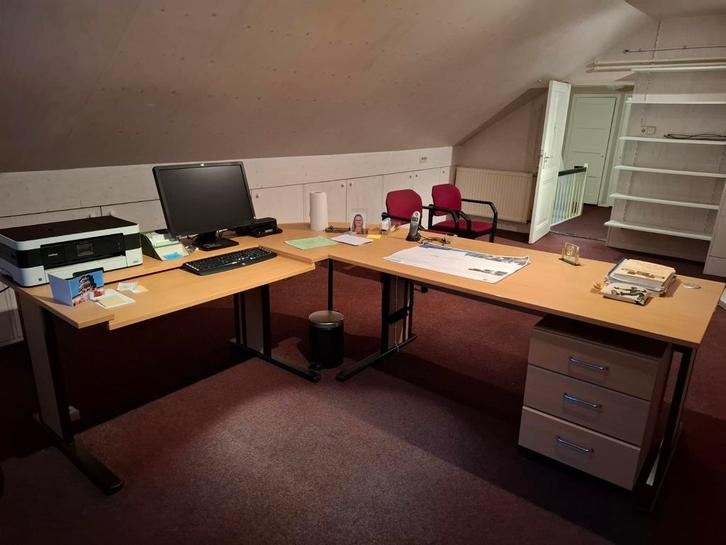 Bureau met kasten en bureaustoel, Huis en Inrichting, Bureaus, Gebruikt, Bureau, Ophalen