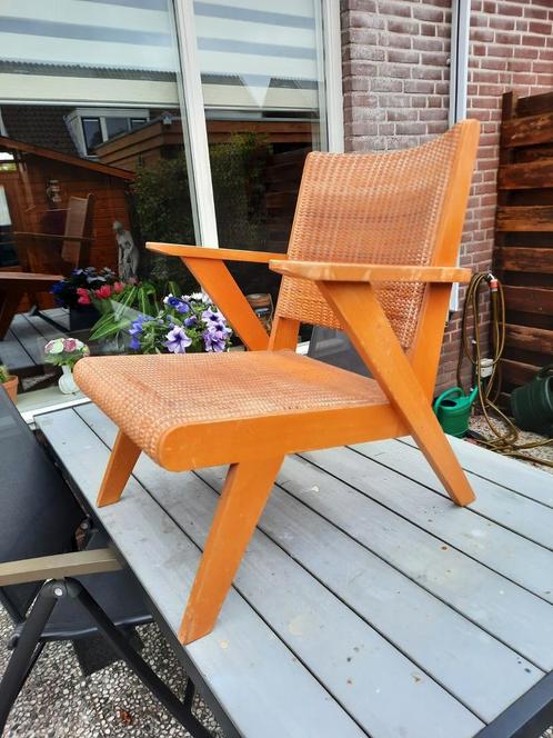 vintage design Rohe cane armchair Dirk van Sliedrecht, Antiek en Kunst, Antiek | Meubels | Stoelen en Banken, Ophalen