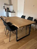 Eettafel 90x160 + 4 Jysk Eetkamerstoelen, Ophalen, Gebruikt, 50 tot 100 cm, Vier personen