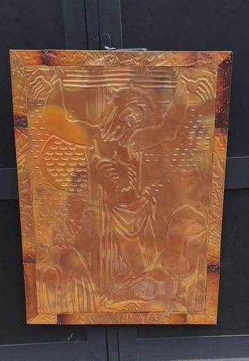 Pracht religieus kunstwerk,een zgn repoussé koperen paneel😍 beschikbaar voor biedingen