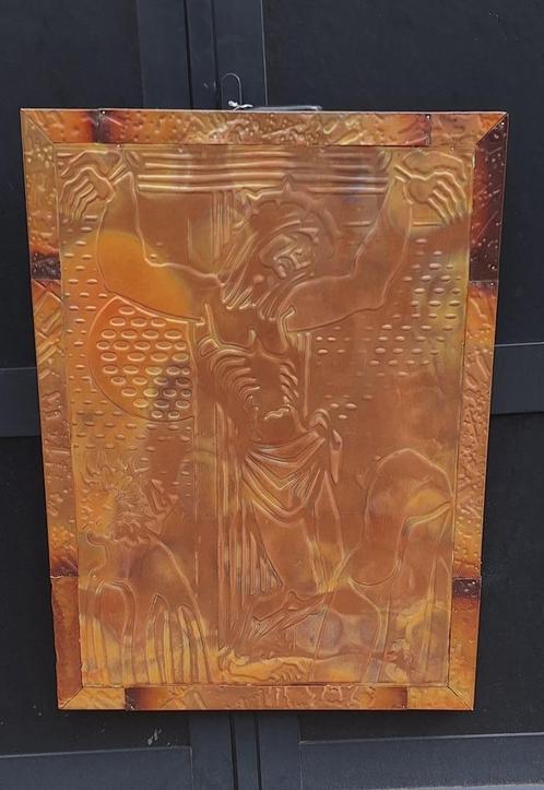 Pracht religieus kunstwerk,een zgn repoussé koperen paneel😍, Antiek en Kunst, Antiek | Religie, Ophalen