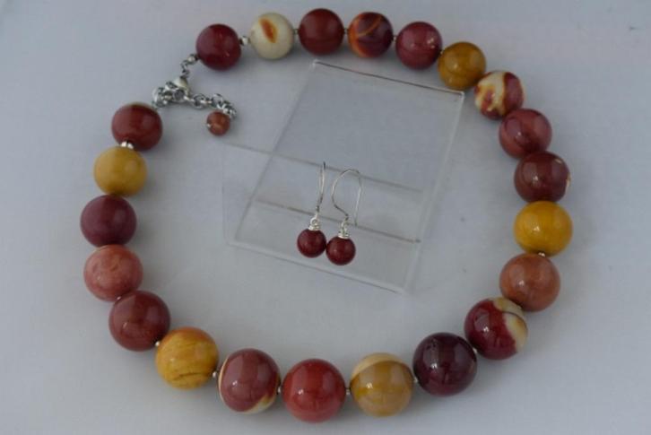 MOOKAIET (18 mm) ketting/oorhanger-set, Sieraden, Tassen en Uiterlijk, Kettingen, Nieuw, Steen of Mineraal, Met edelsteen, Verzenden