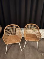 Twee Rotan Stoelen met Metalen Poten, Ophalen, Twee, Bruin, Zo goed als nieuw