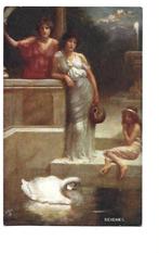 Dames met zwaan, Verzamelen, Ansichtkaarten | Themakaarten, Verzenden, Voor 1920, Ongelopen, Overige thema's