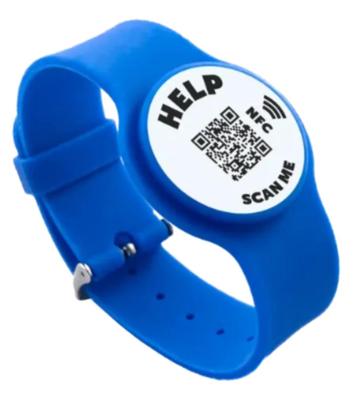 SOS Armband voor kinderen NFC en QR (blauw)