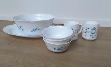 Vintage Arcopal Veronica Myosotis servies delen, vanaf prijs beschikbaar voor biedingen
