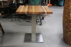 In hoogte verstelbare eettafel / bartafel rvs hout 70x70