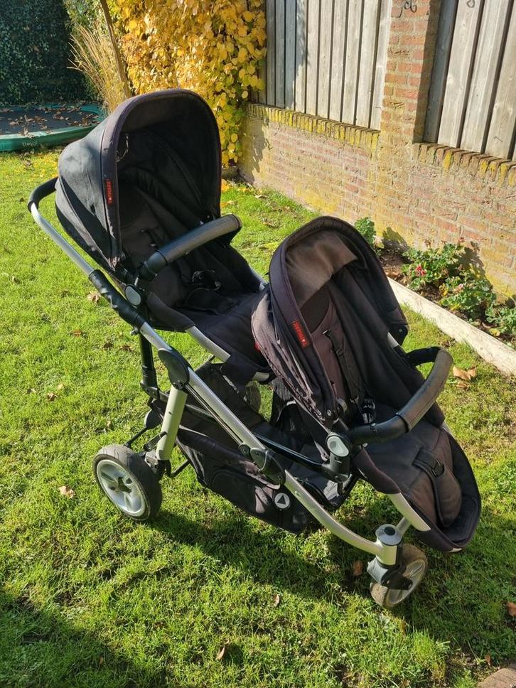 Duo kinderwagen (Topmark), Kinderen en Baby's, Buggy's, Gebruikt, Overige merken, Duomodel, Regenhoes, Verstelbare rugleuning