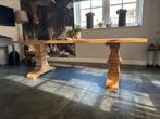 Massief eiken kloostertafel – 240 cm – landelijke charme, Ophalen, Eikenhout, 200 cm of meer, Zo goed als nieuw